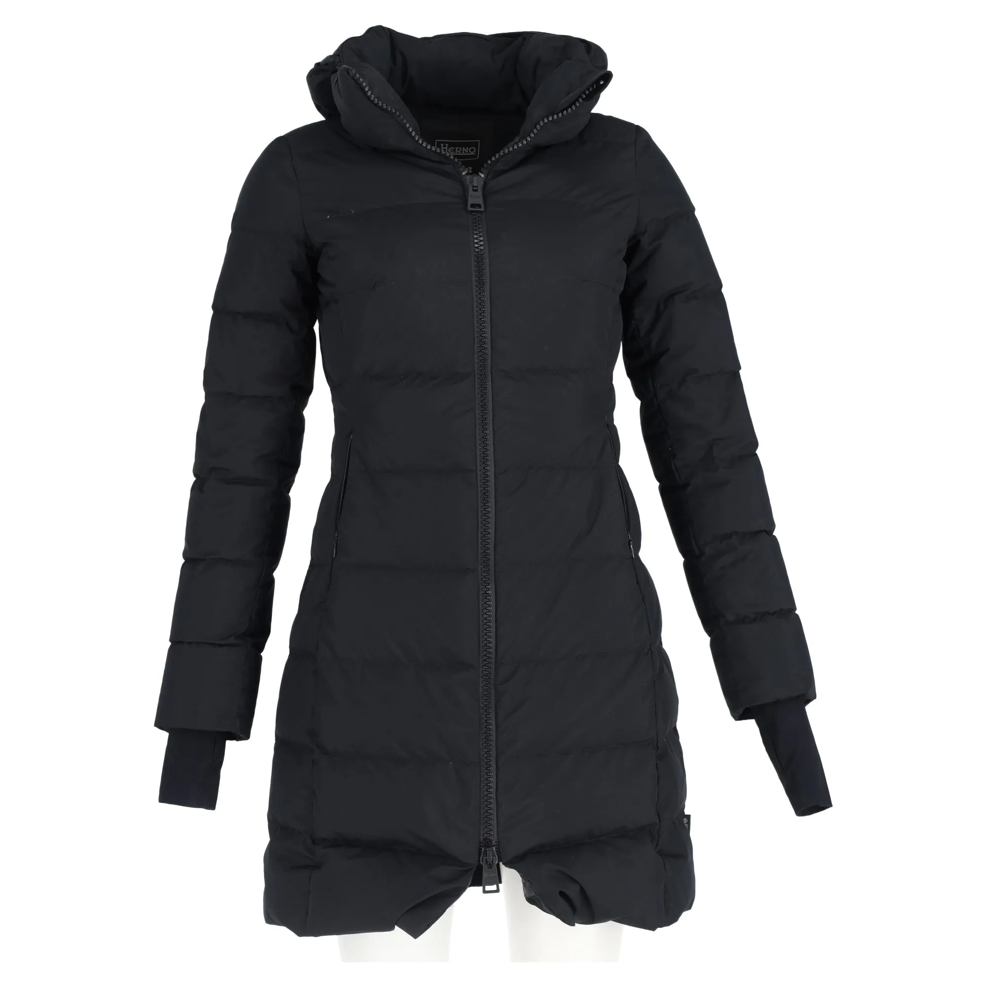 Herno Zipped Hooded Down Jacket in Black Polyester
