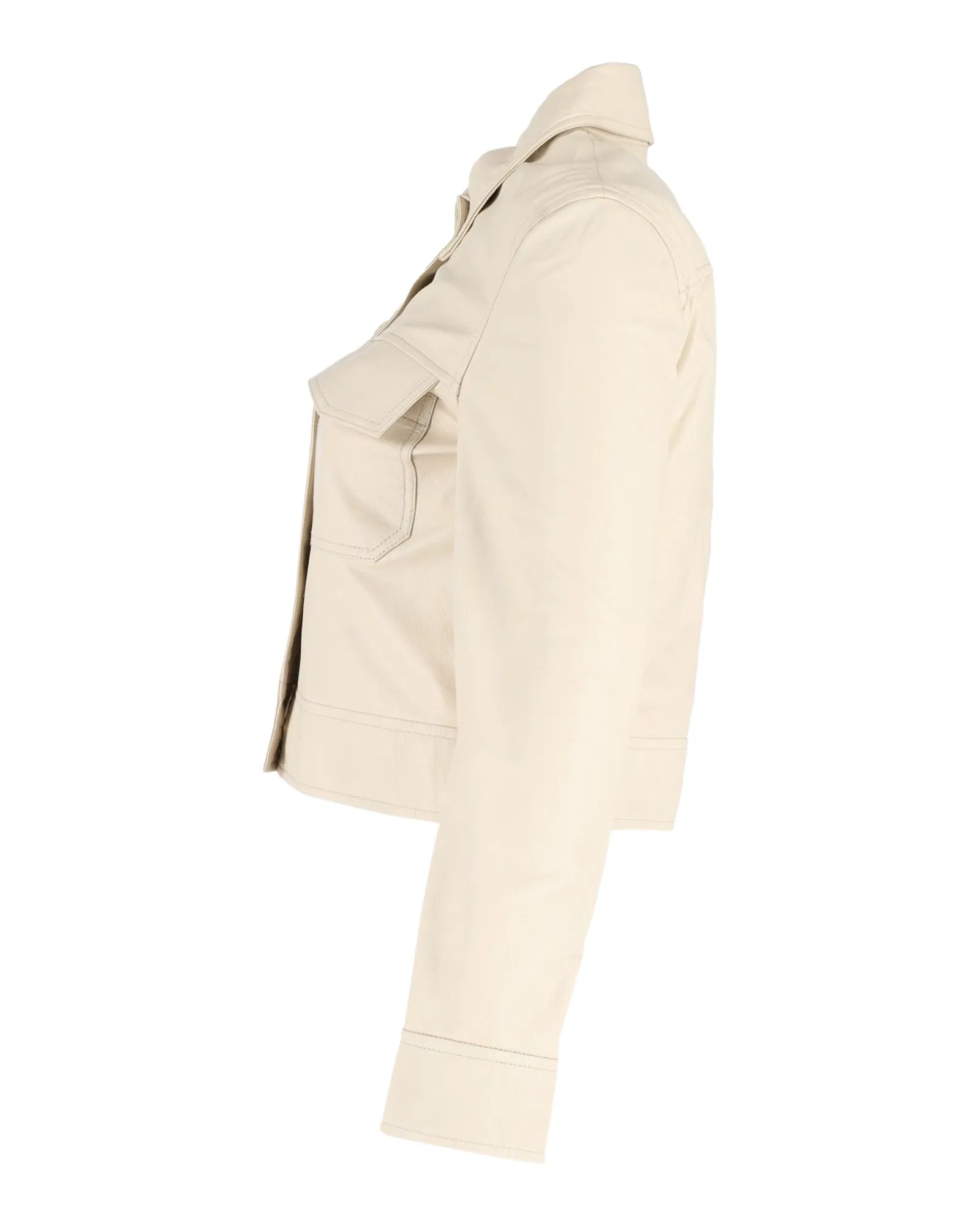 Joseph Buttoned Jacket in Beige Leather