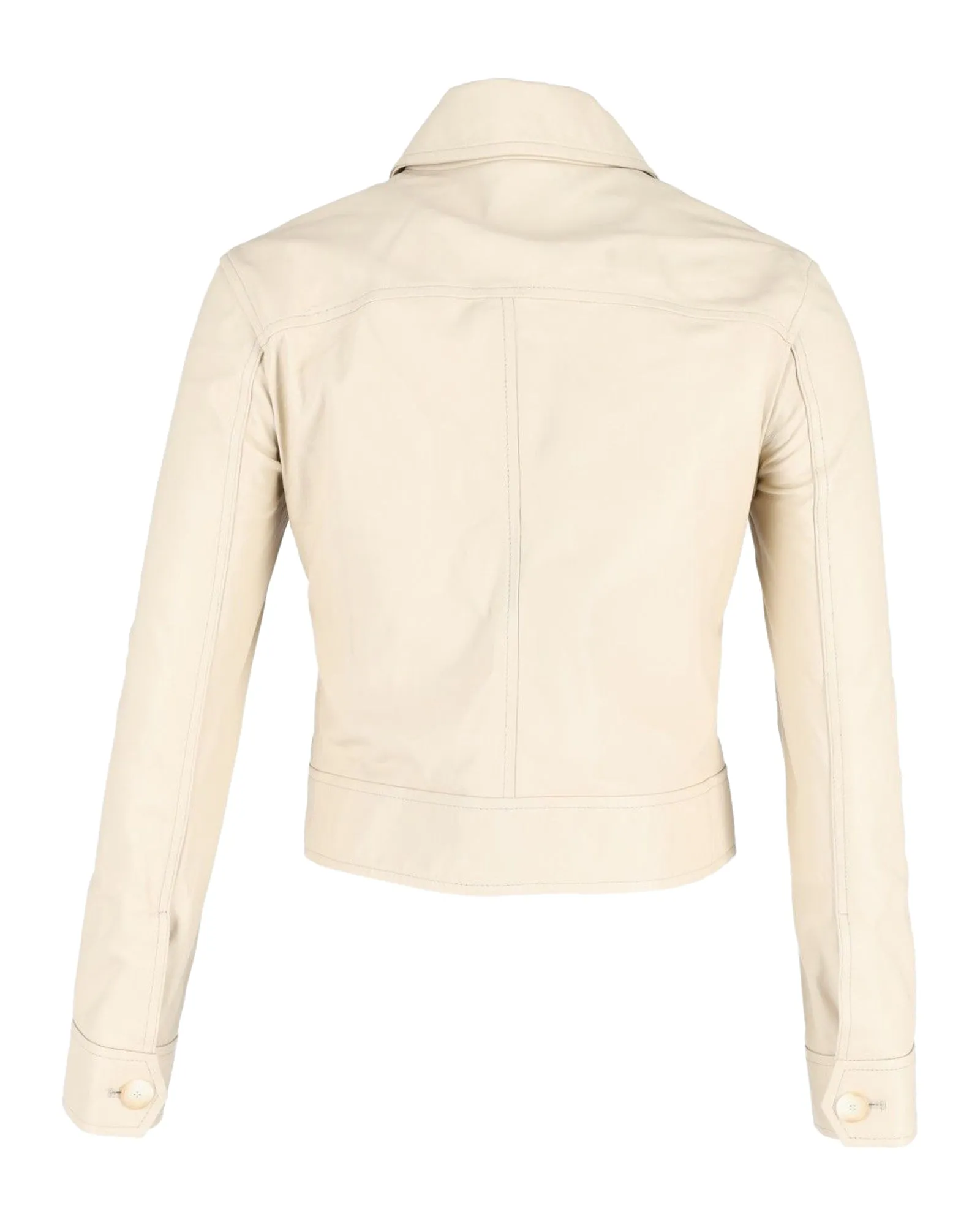 Joseph Buttoned Jacket in Beige Leather